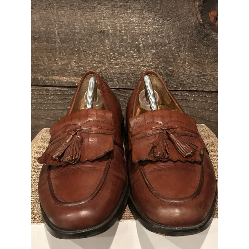 JOHNSTON & MURPHY Cellini Leather Kiltie Loafers w/Tassels Brown. 11.5‎
